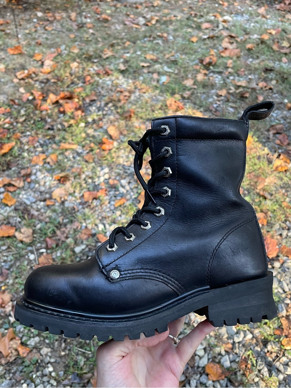 Harley-Davidson Black Lace Up Motorcycle Boots Size 8 Woman’s